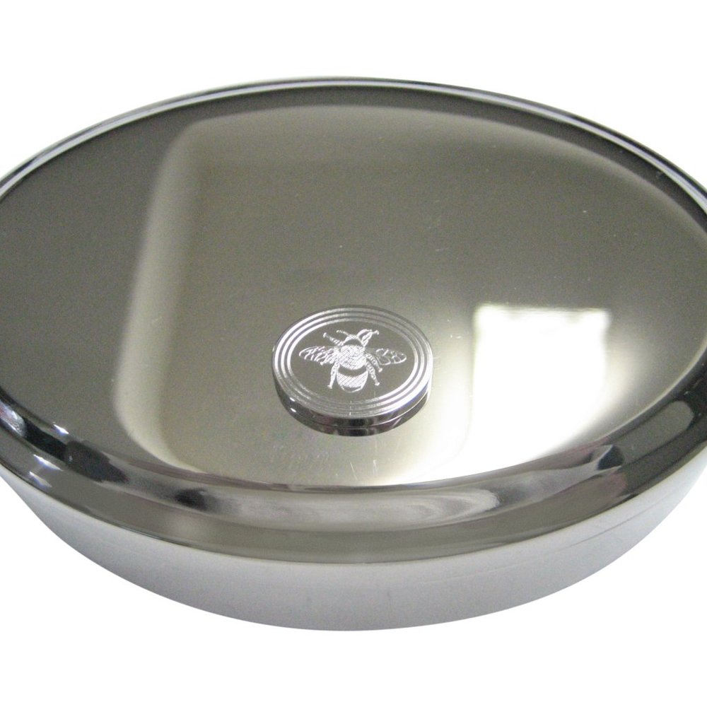 Etched Oval Bumble Bee Oval Trinket Jewelry Box
